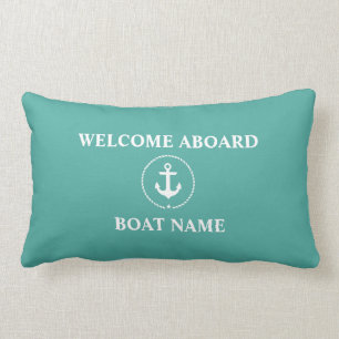 Nautical Boat Name Anchor Rope Welcome Lumbar Cushion