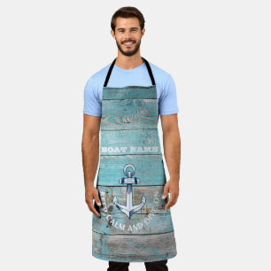 Nautical Boat Name Anchor Rustic Wood Apron