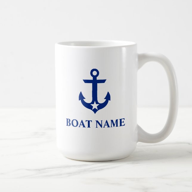 Nautical Boat Name Anchor Star Large Coffee Mug (Right)