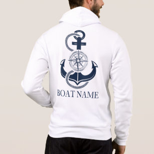 Nautical Boat Name Blue Anchor Captain Hoodie