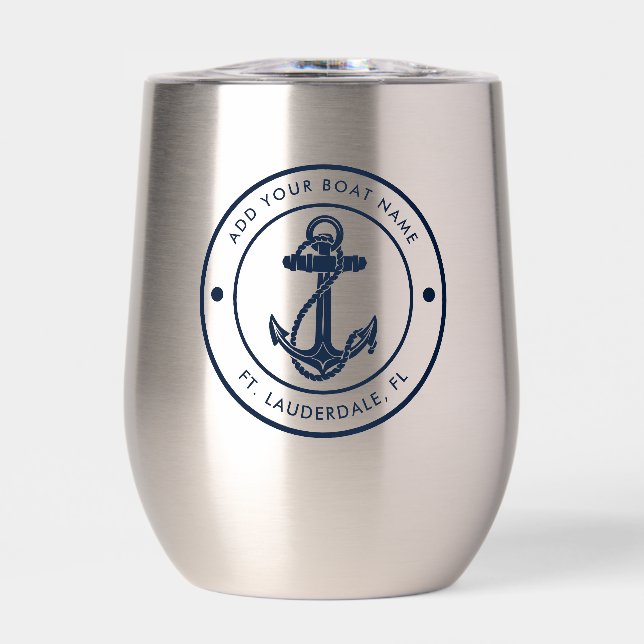 Nautical Boat Name Navy Blue Anchor (Front)