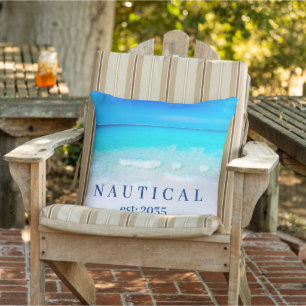 Nautical Boat Name Ocean Sea Blue Cushion