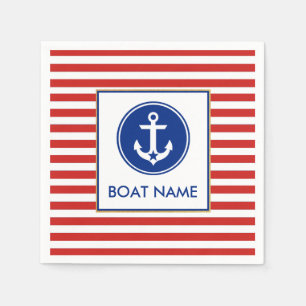 Nautical Boat Name Party Cocktail Napkins RWB