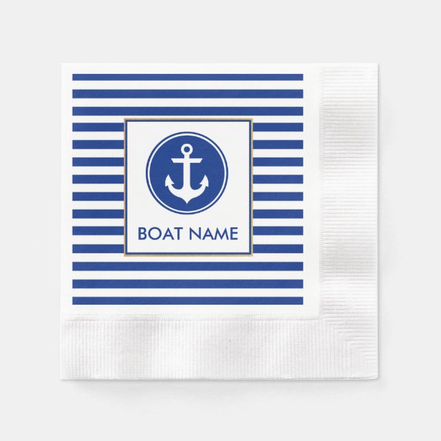 Nautical Boat Name Party Napkins (Front)