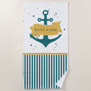 Nautical Boat Name Personalised Beach Towel