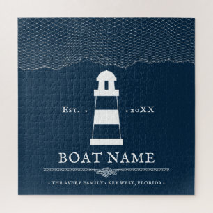 Nautical Boat Name Personalised lighthouse  Jigsaw Puzzle