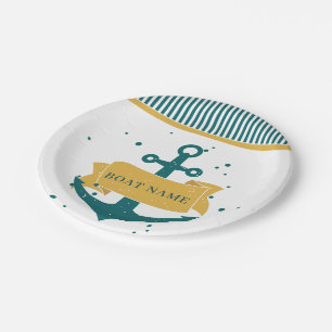 Nautical Boat Name Personalised Paper Plate