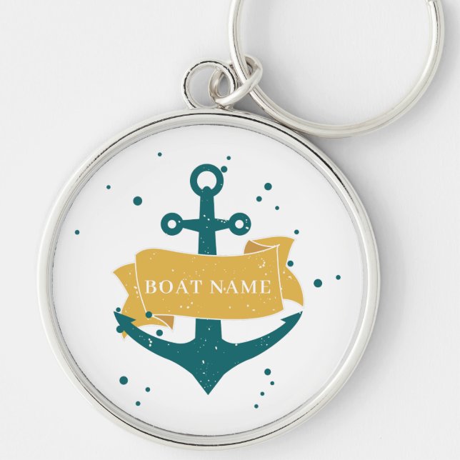 Nautical Boat Name Personalized Key Ring (Front)