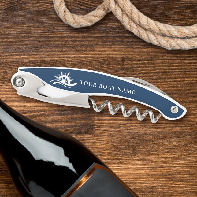 Nautical Boat Name Ship Wheel Corkscrew (Creator Uploaded)