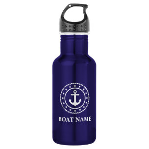 Nautical Boat Name Stars Rope Anchor Blue 532 Ml Water Bottle