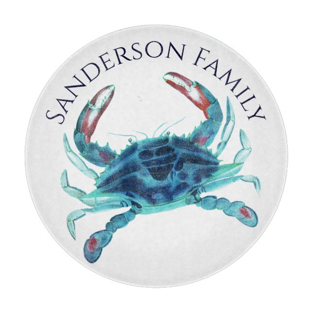 Nautical Boat Name Teal Crab  Cutting Board (Front)