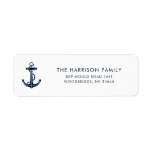 Nautical Boat Navy Blue Anchor Return Address Label