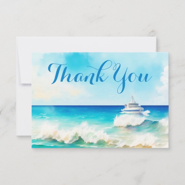 Nautical Boat Ocean Cruise Crew Appreciation Thank You Card (Front)