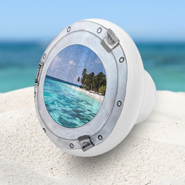 Nautical Boat Porthole Tropical Beach Ocean Ceramic Knob (Creator Uploaded)