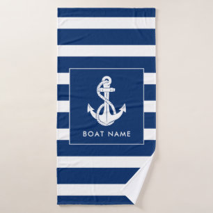 Nautical Boat Swag White Anchor Custom Bath Towel