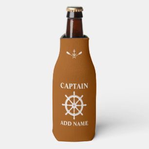 Nautical Boat Wheel Anchor Oars Captain Name Rust Bottle Cooler