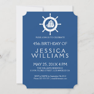 Nautical Boat Wheel Birthday Party Invitation