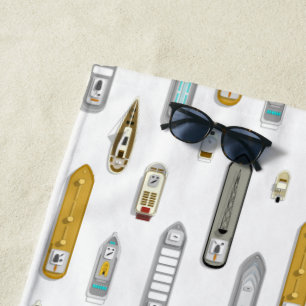Nautical boats ships On the River ANY colour Beach Towel