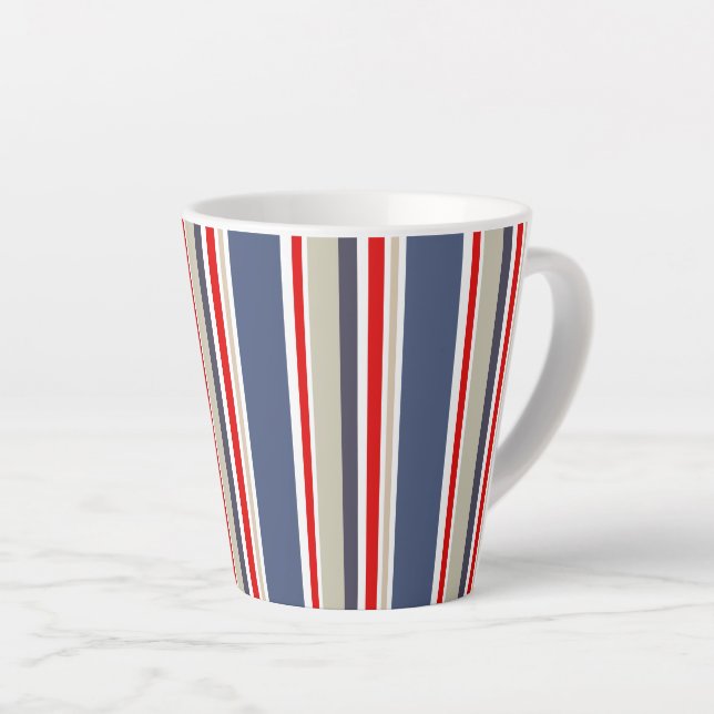 Nautical Bold Stripe Latte Mug (Right Angle)