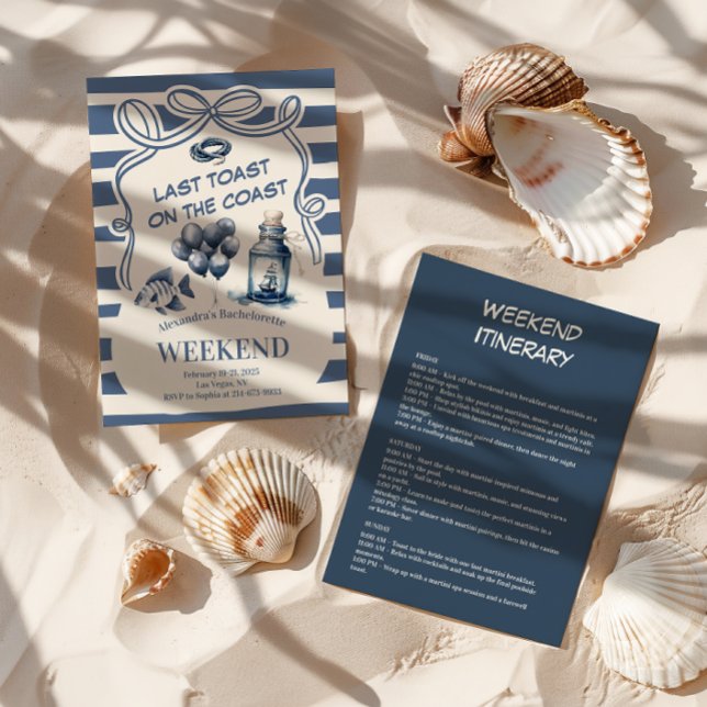 Nautical Bottle and Balloons Coastal Bachelorette Invitation (Creator Uploaded)