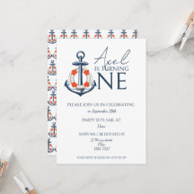 Nautical Boy Anchor Birthday Party Invitation