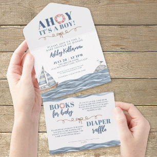 Nautical Boy Baby Shower All In One Invitation