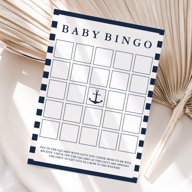 Nautical Boy Baby Shower Baby Bingo Game (Creator Uploaded)