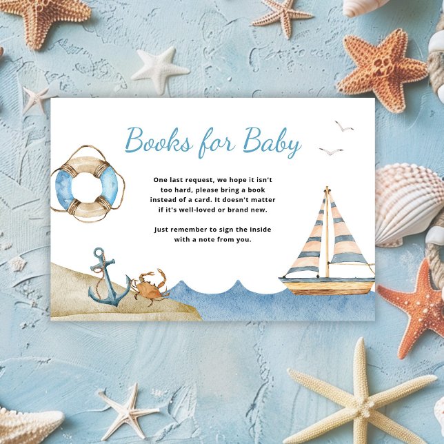 Nautical Boy Baby Shower Books for Baby Enclosure Card (Creator Uploaded)