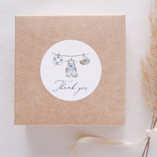 Nautical Boy Baby Shower Classic Round Sticker