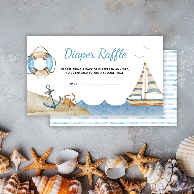 Nautical Boy Baby Shower Diaper Raffle Enclosure Card (Creator Uploaded)