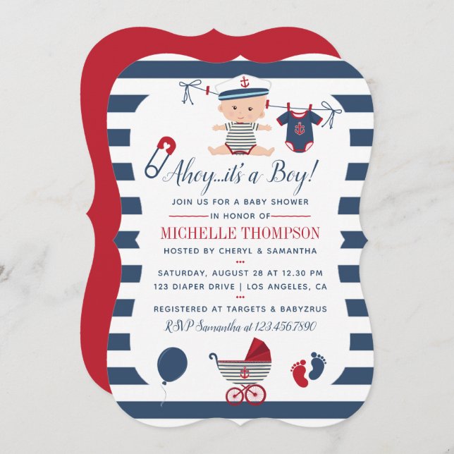 Nautical Boy Baby Shower Invitation (Front/Back)