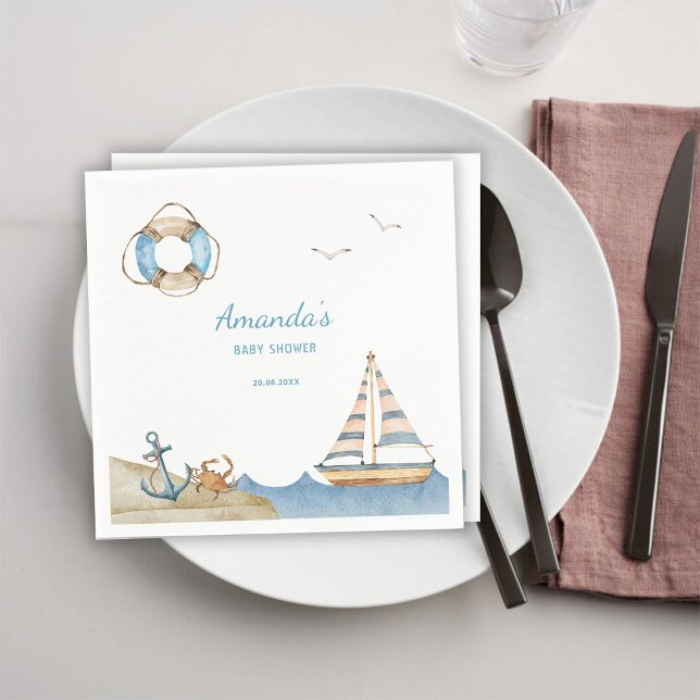 Nautical Boy Baby Shower Napkin (Creator Uploaded)