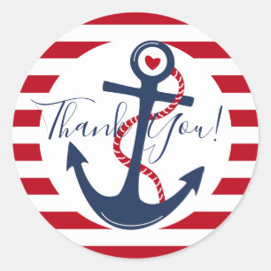 Nautical Boy Baby Shower Thank You Classic Round Sticker