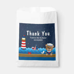 Nautical Boy Bear Red Birthday Party Thank You Favour Bag