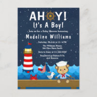 Nautical Boy Monkey Red and Navy Baby Shower