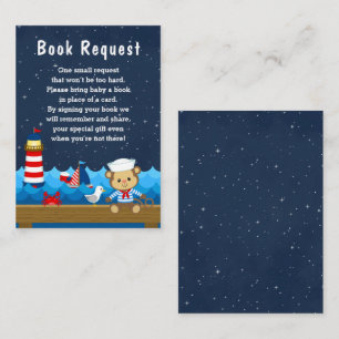 Nautical Boy Monkey Red and Navy Book Request Enclosure Card