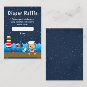 Nautical Boy Monkey Red and Navy Diaper Raffle Enclosure Card