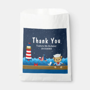 Nautical Boy Monkey Red Birthday Party Thank You Favour Bag