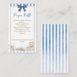 Nautical Boy Sailor Bear Diaper Raffle Baby Shower Enclosure Card