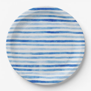 Nautical Boy Sailor Teddy Bears Stripe Baby Shower Paper Plate
