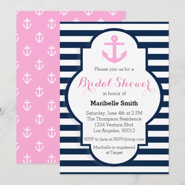 Nautical Bridal Shower Invitation (Front/Back)