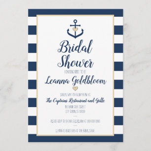 Nautical Bridal Shower Invitation - Anchor - Navy