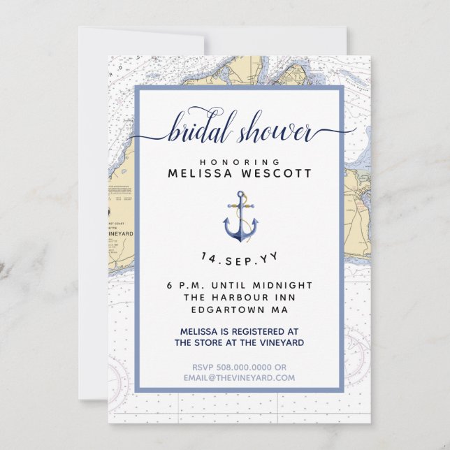 Nautical Bridal Shower | Martha's Vineyard Invitation (Front)