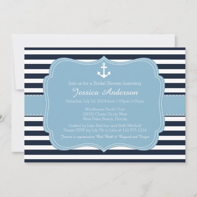 Nautical Bridal Shower or Baby Shower Invitation (Front)