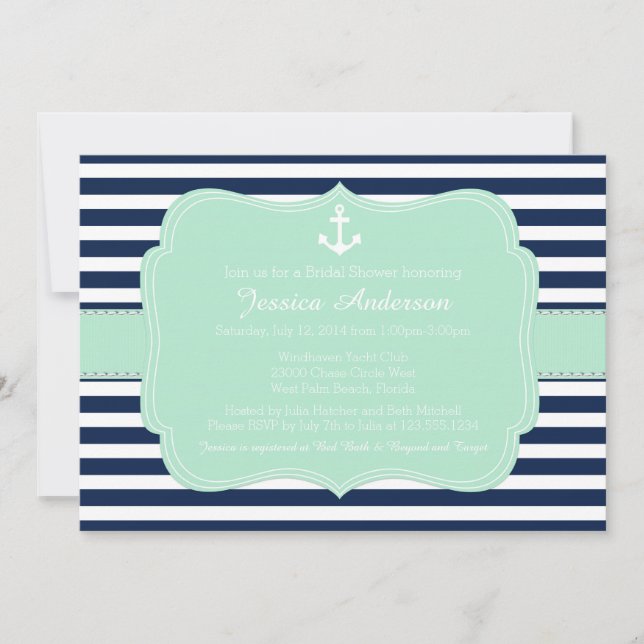 Nautical Bridal Shower or Baby Shower Invitation (Front)