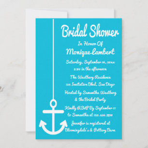 Nautical Bridal Shower Ship Anchor Blue Turquoise Invitation
