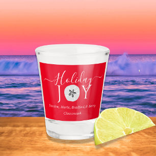 Nautical Bright Red Sand dollar  Shot Glass