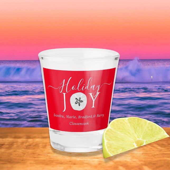 Nautical Bright Red Sand dollar  Shot Glass (Creator Uploaded)