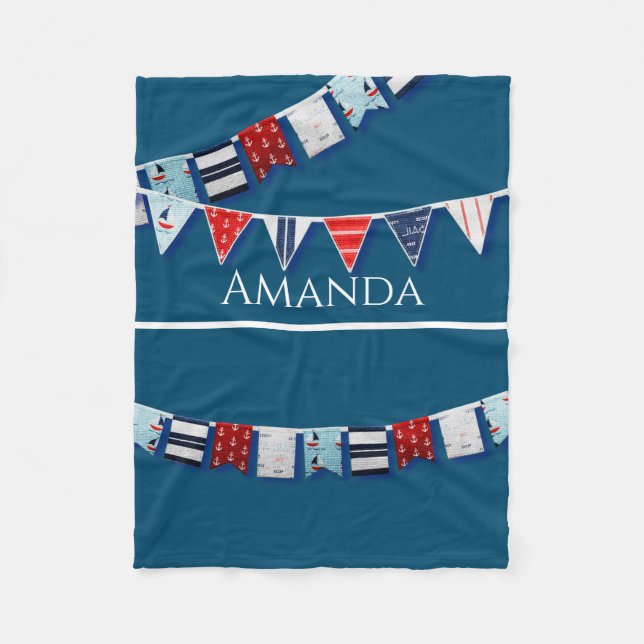 Nautical Bunting Fleece Blanket (Front)