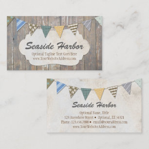 Nautical Bunting on Rustic Wood Shabby Beach Chic Business Card